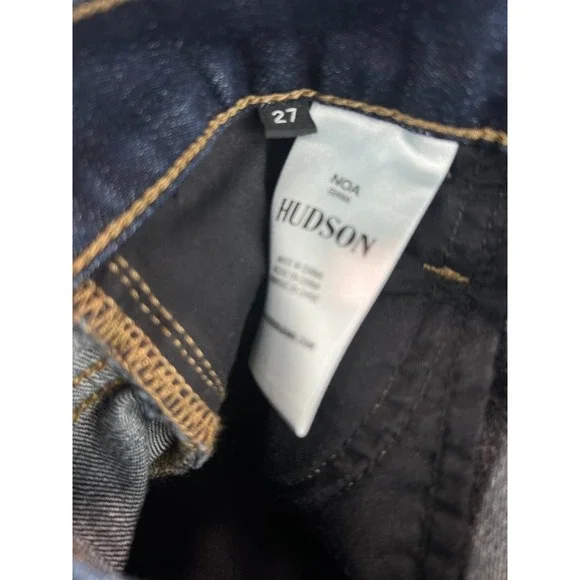 Hudson Womens NOA Giana Straight Leg Jeans Dark Wash Raw Hem Size 27 - Picture 5 of 7